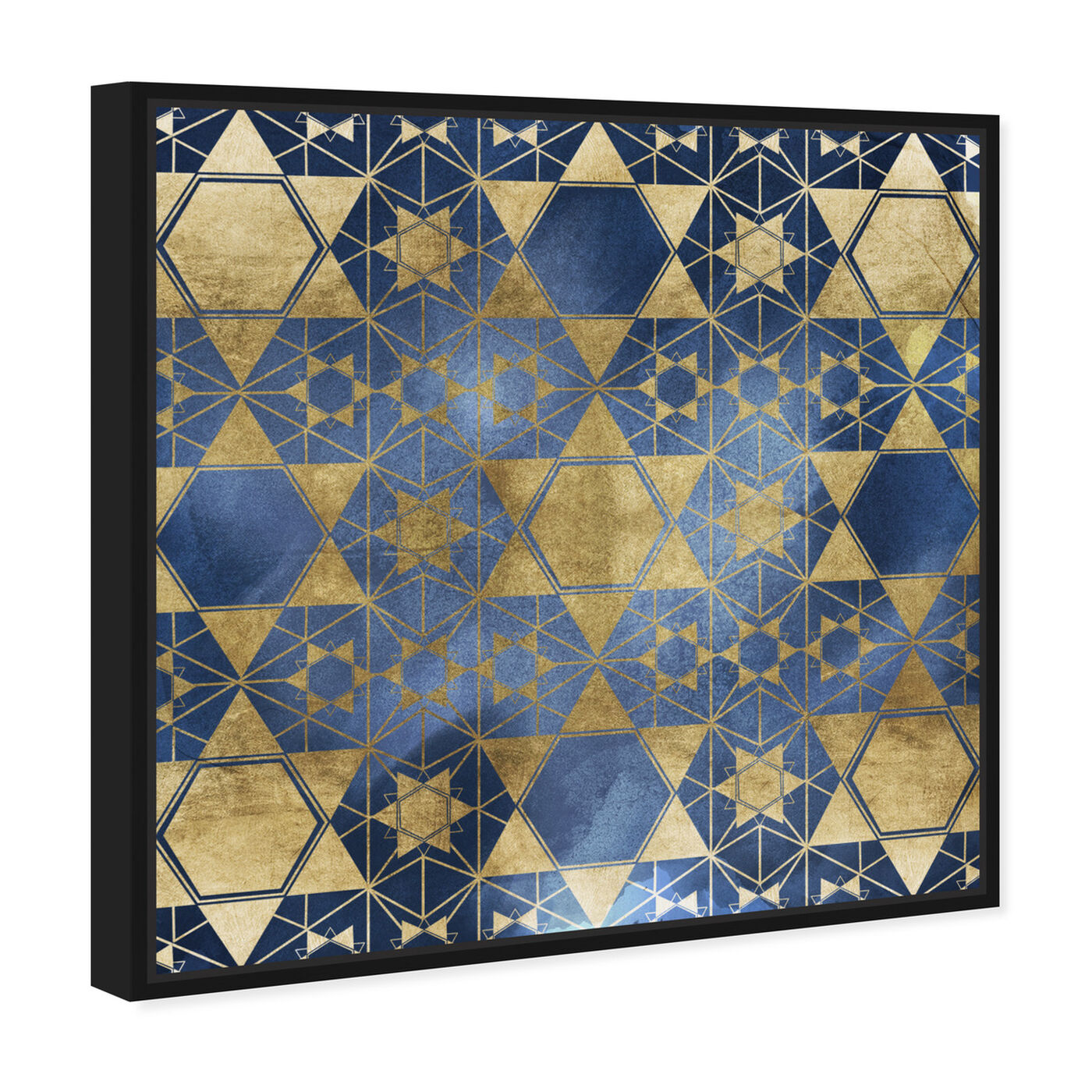 Angled view of Golden Blue Star Decorative featuring abstract and patterns art.