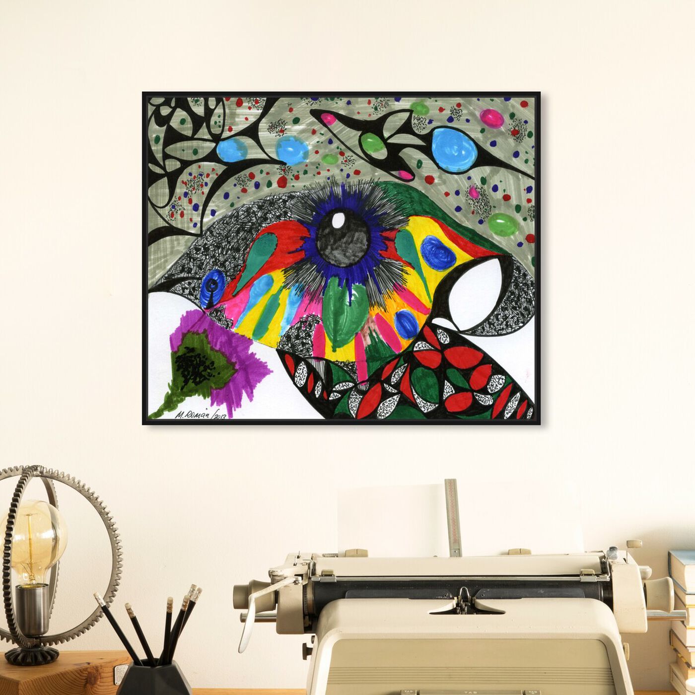 Hanging view of Black Pearl featuring abstract and shapes art.