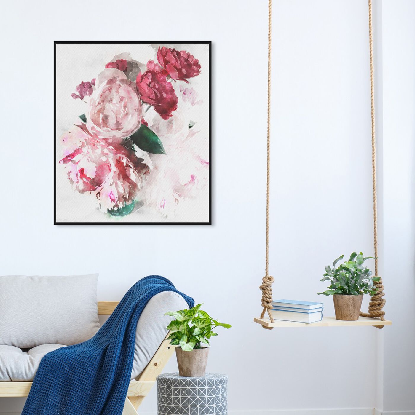 Hanging view of Peony Vase featuring floral and botanical and florals art.