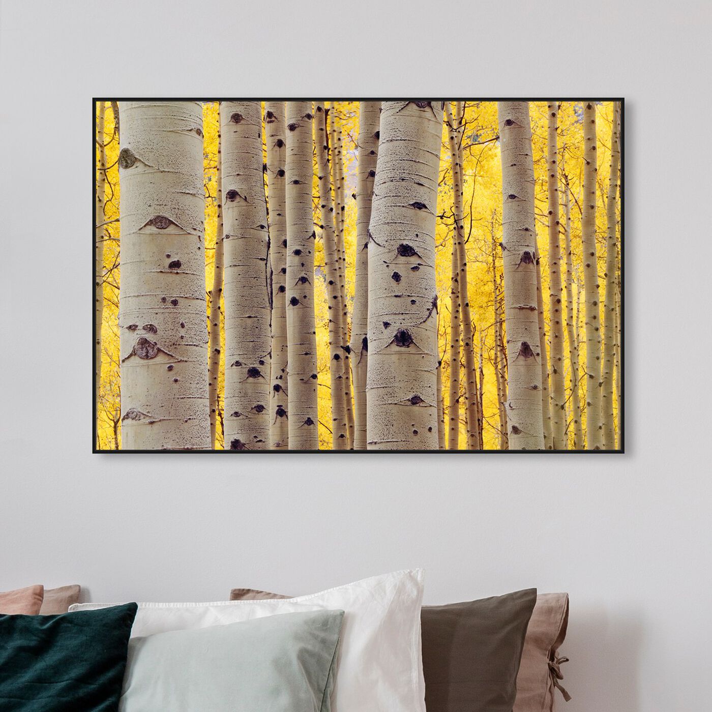 Hanging view of Aspen Yellow featuring floral and botanical and trees art.