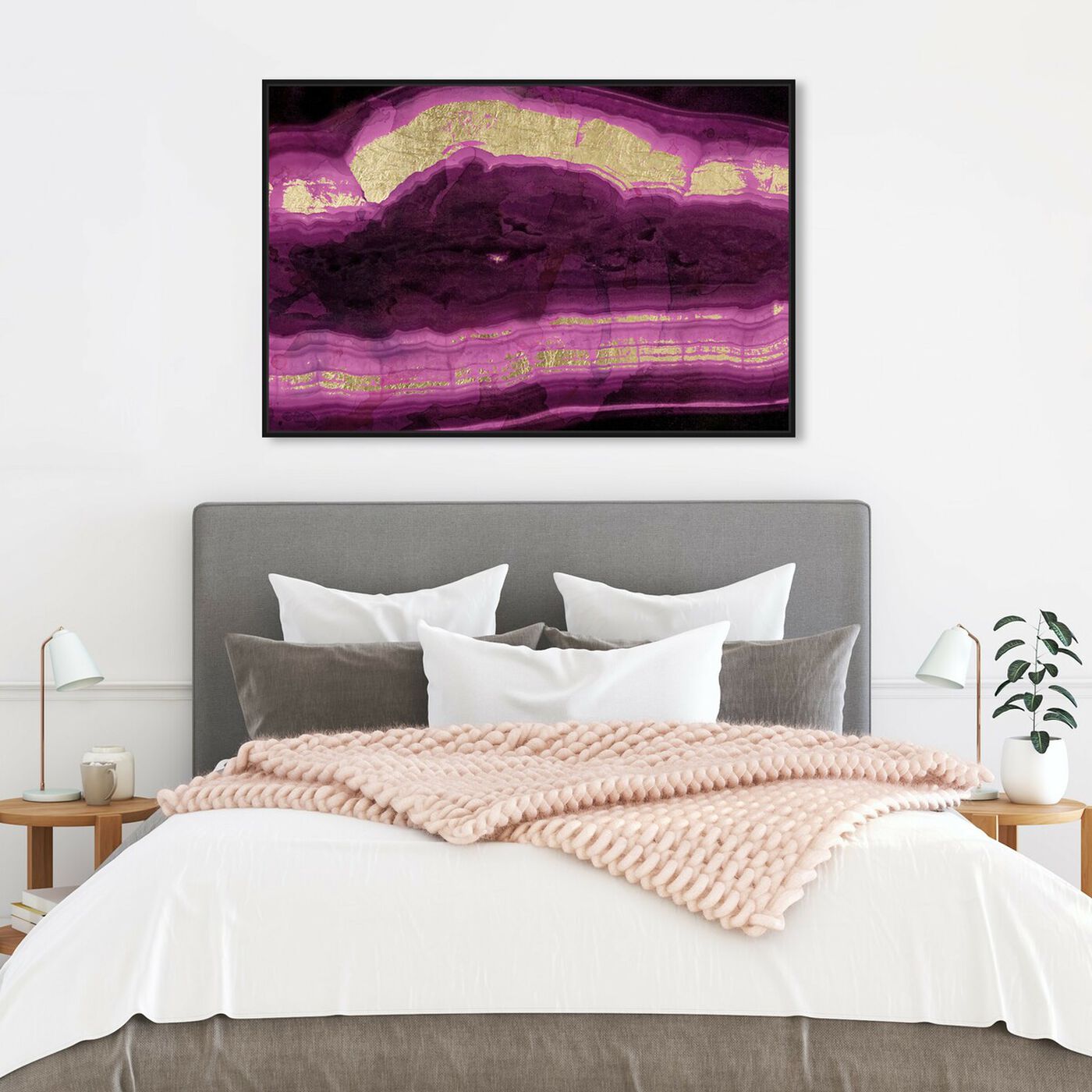 Hanging view of Rosae Agate - Signature Collection featuring abstract and crystals art.