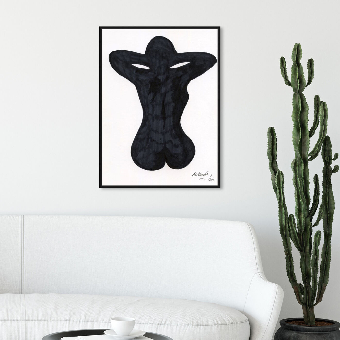 Hanging view of Femme in Black featuring people and portraits and silhouettes art.