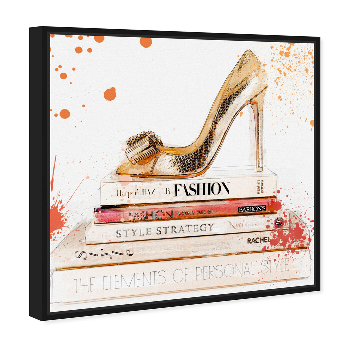Angled view of Coral Shoe and Books featuring fashion and glam and shoes art.