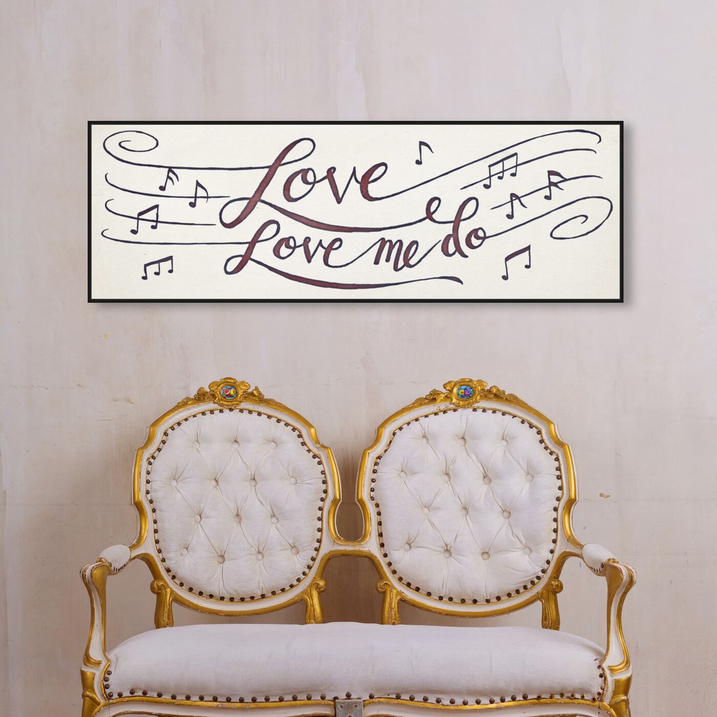 Hanging view of Love Me Do featuring typography and quotes and love quotes and sayings art.