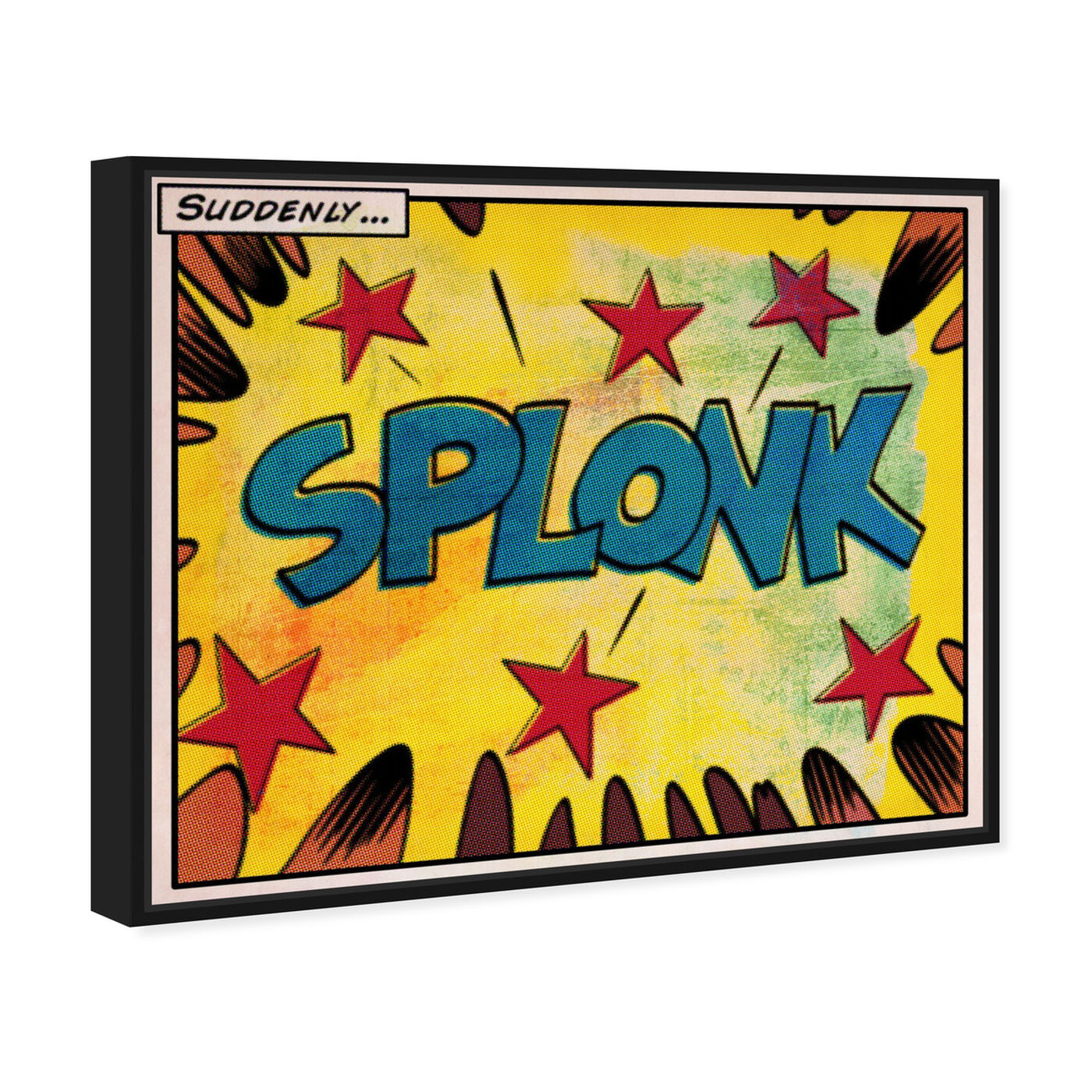 Angled view of Splonk featuring advertising and comics art.