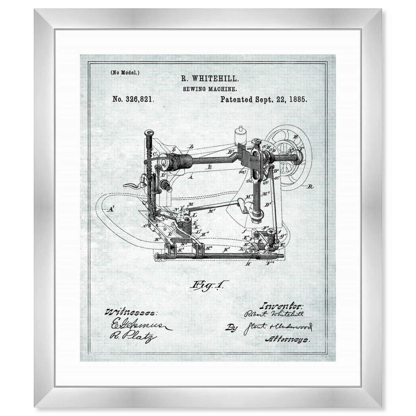 Front view of Sewing-Machine 1885 featuring education and office and sewing art.