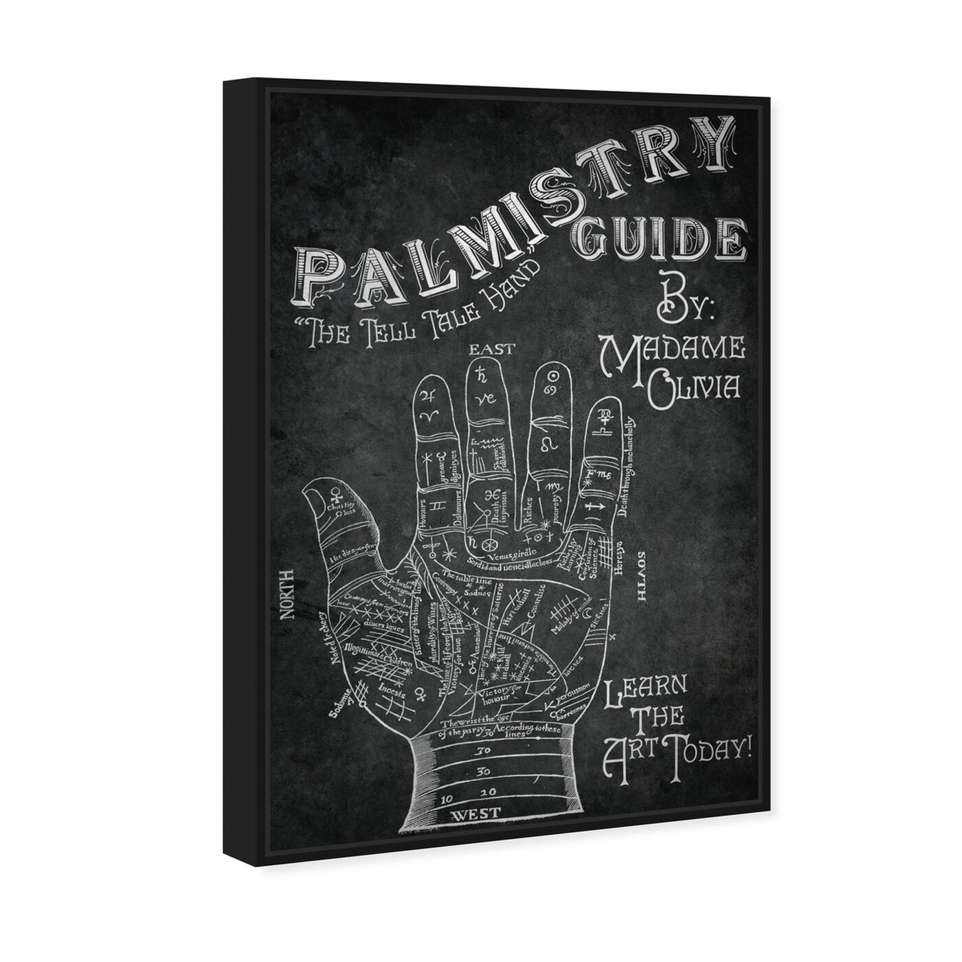 Angled view of Palmistry Book featuring spiritual and religious and zodiac art.