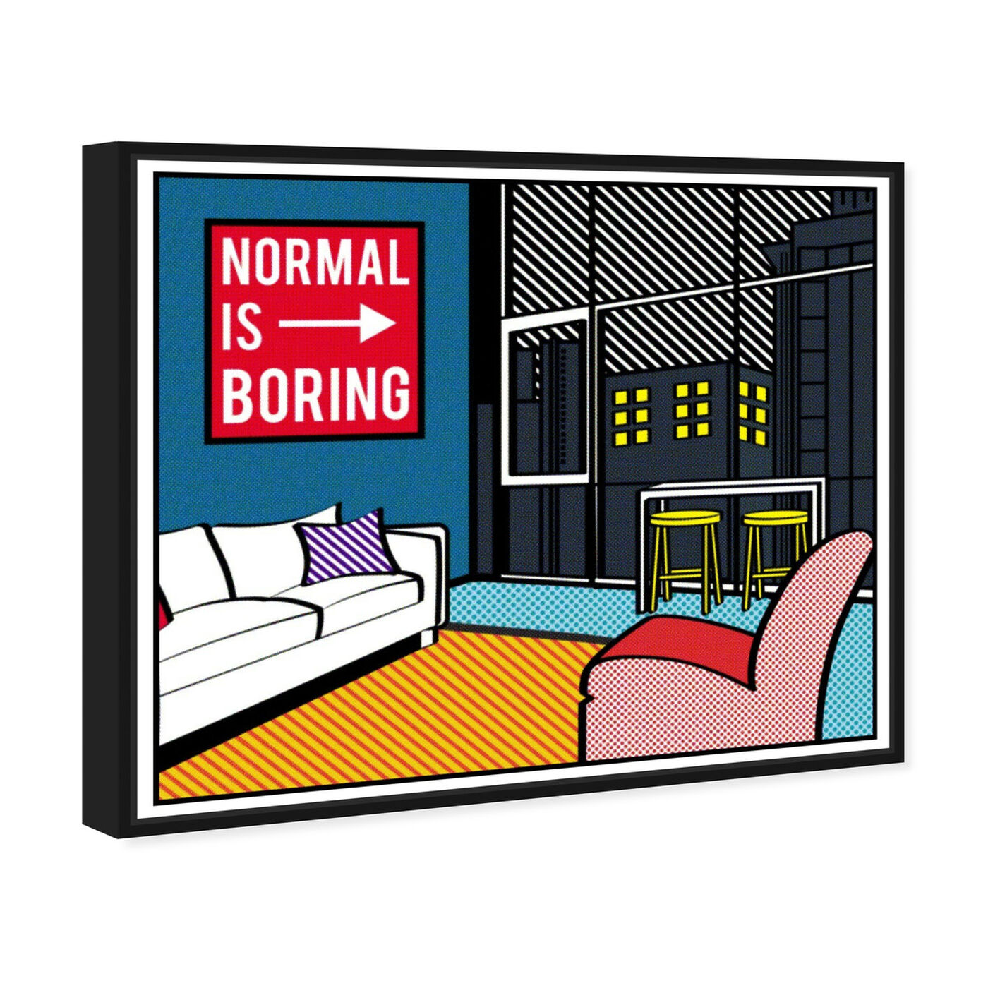 Angled view of Living In The City featuring advertising and comics art.