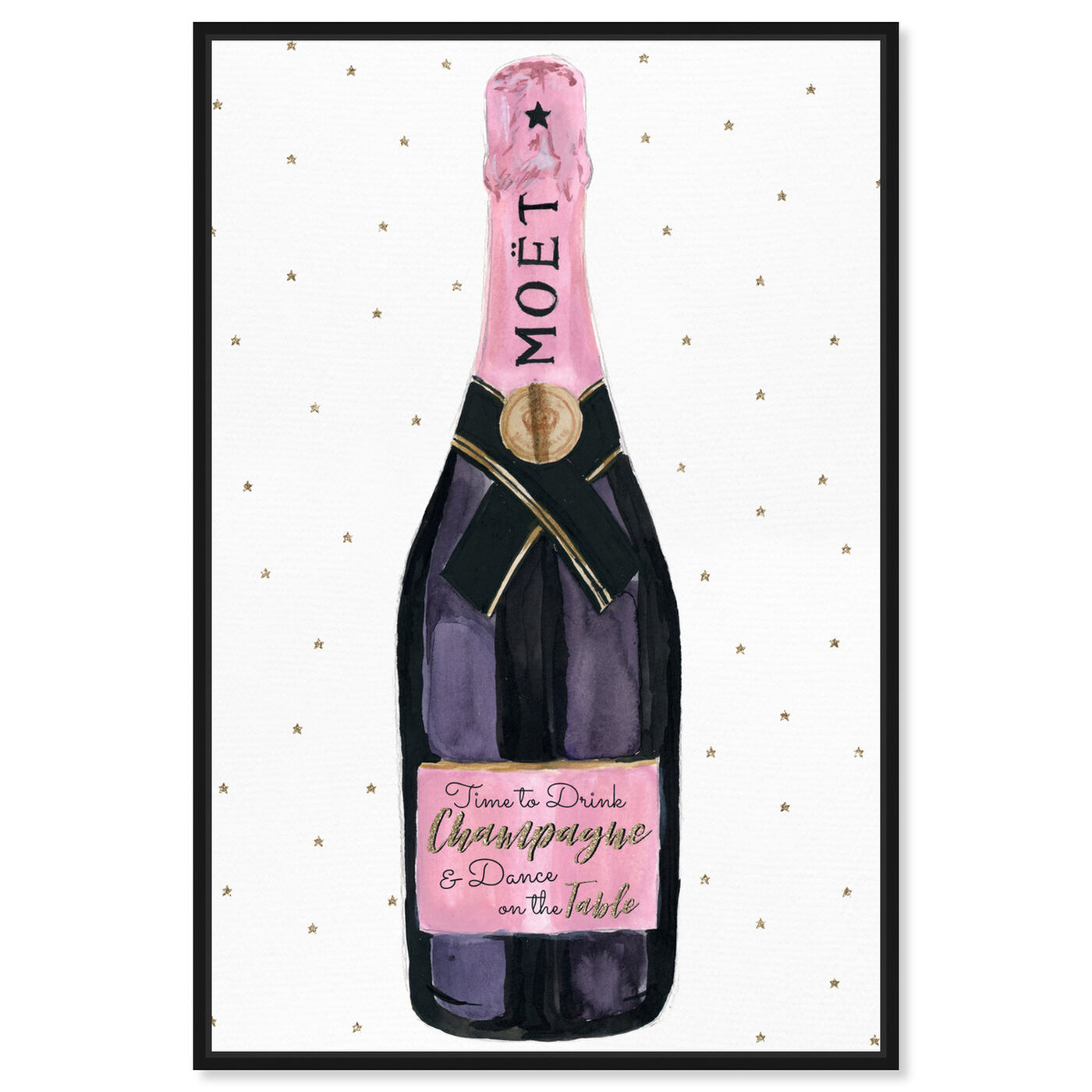 Front view of Champagne and Stars Pink featuring drinks and spirits and champagne art.