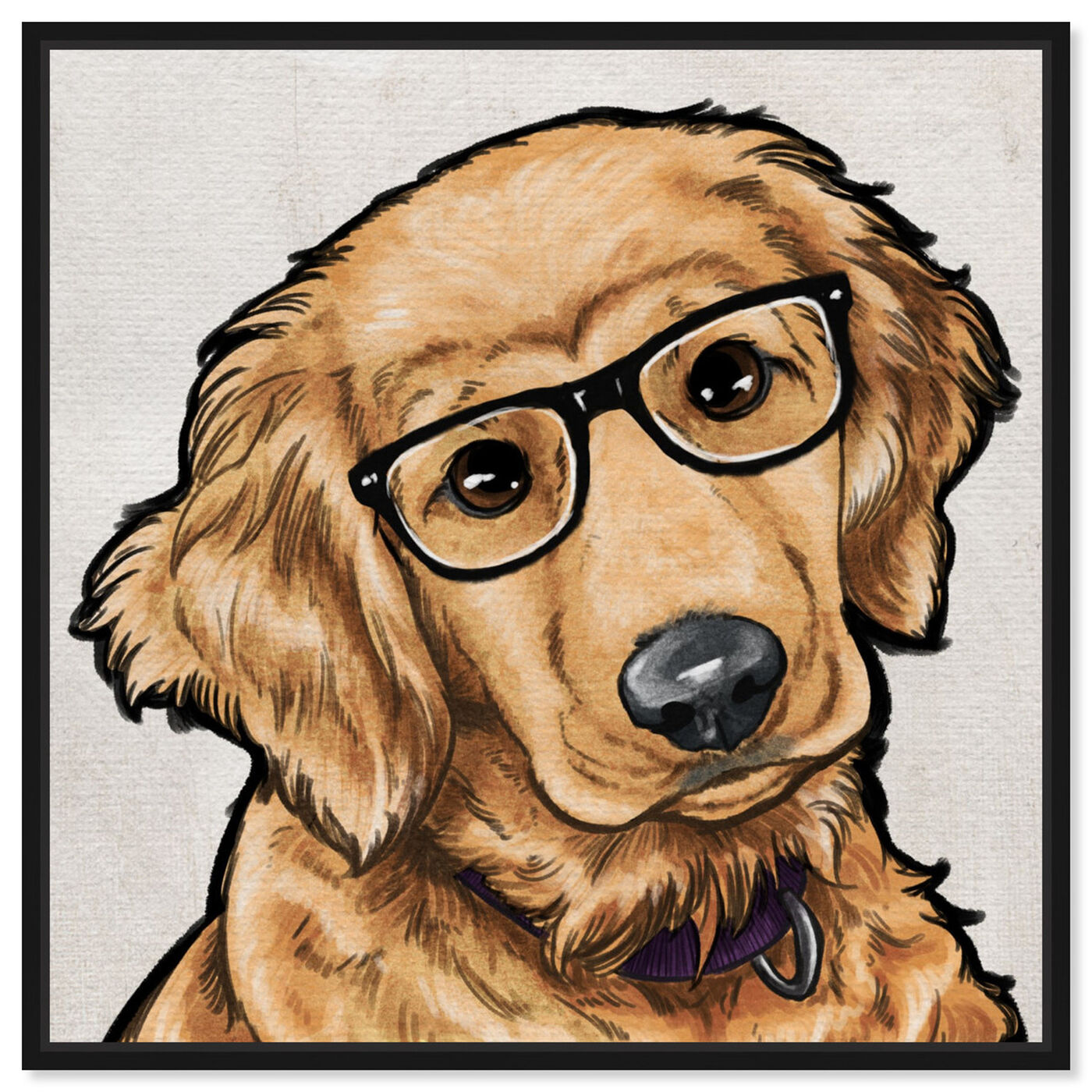 Front view of Golden Nerd featuring animals and dogs and puppies art.