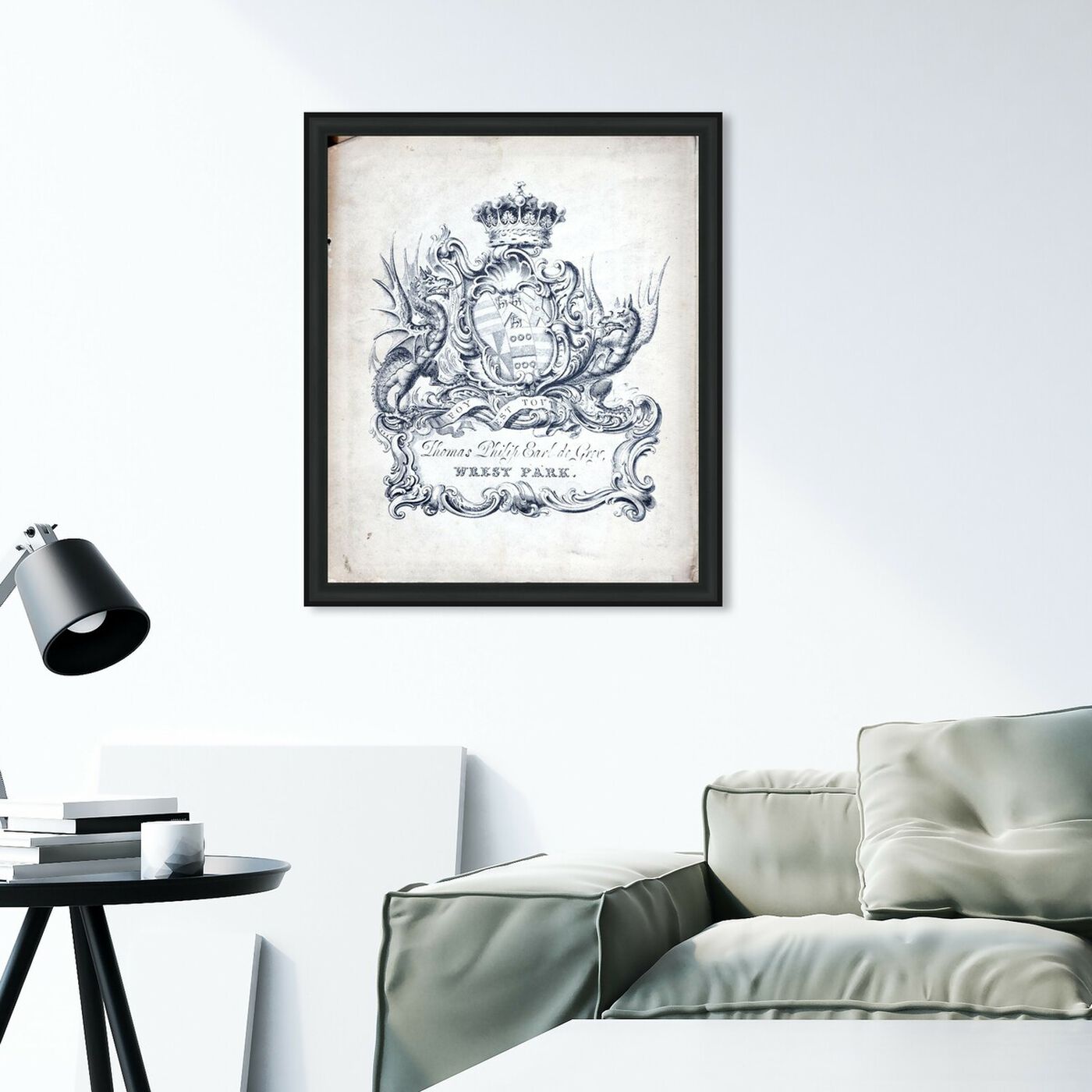 Hanging view of Armorial Engravings II featuring classic and figurative and french décor art.
