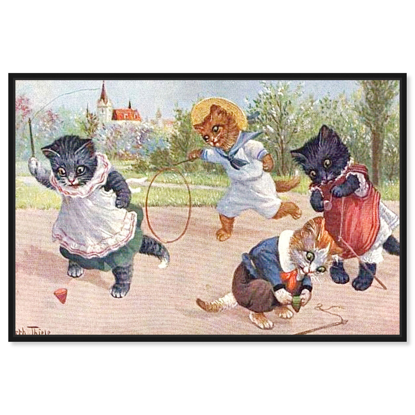 Front view of Kittens Playing in the Park featuring animals and cats and kitties art.