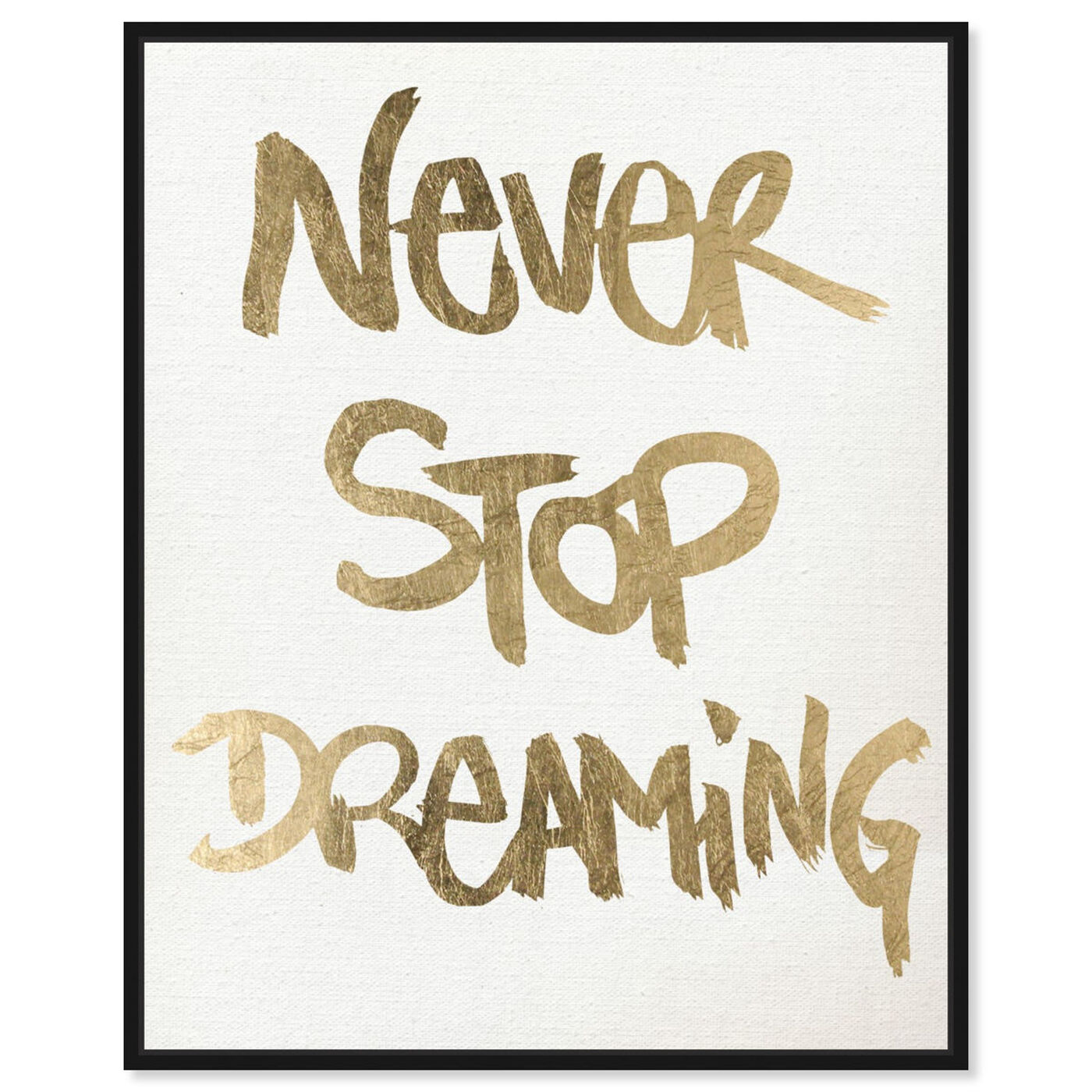 Front view of Never Stop Dreaming Snow featuring typography and quotes and motivational quotes and sayings art.