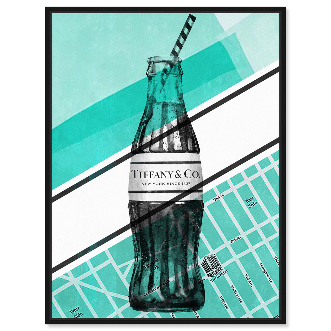 Front view of NYC Soda Bottle featuring drinks and spirits and soda art.