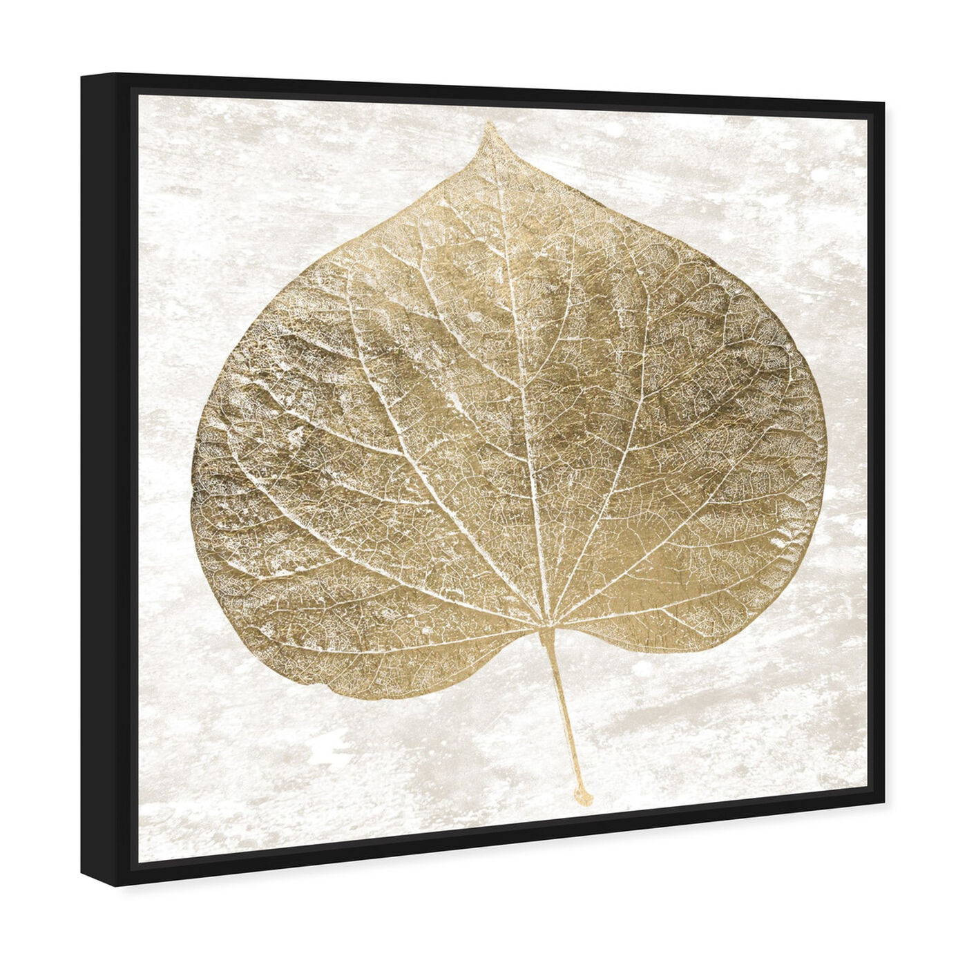 Angled view of Cercis Leaf in Gold featuring floral and botanical and botanicals art.