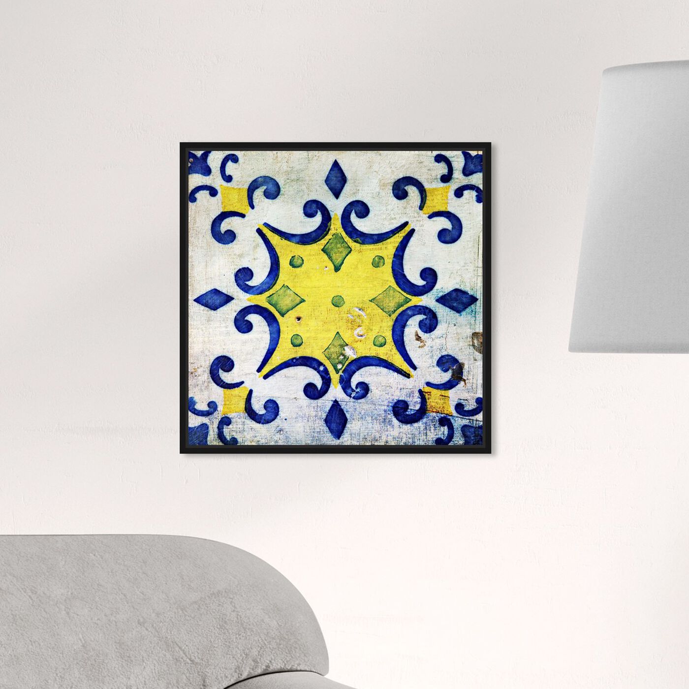 Hanging view of Vita Yellow featuring abstract and patterns art.