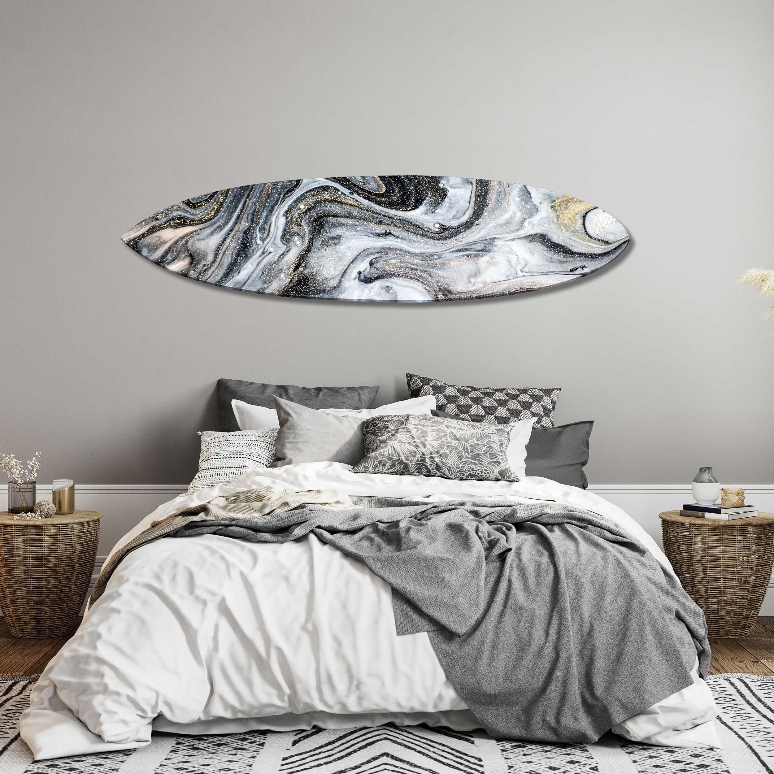 Marbled Gold Surfboard | Wall Art by The Oliver Gal