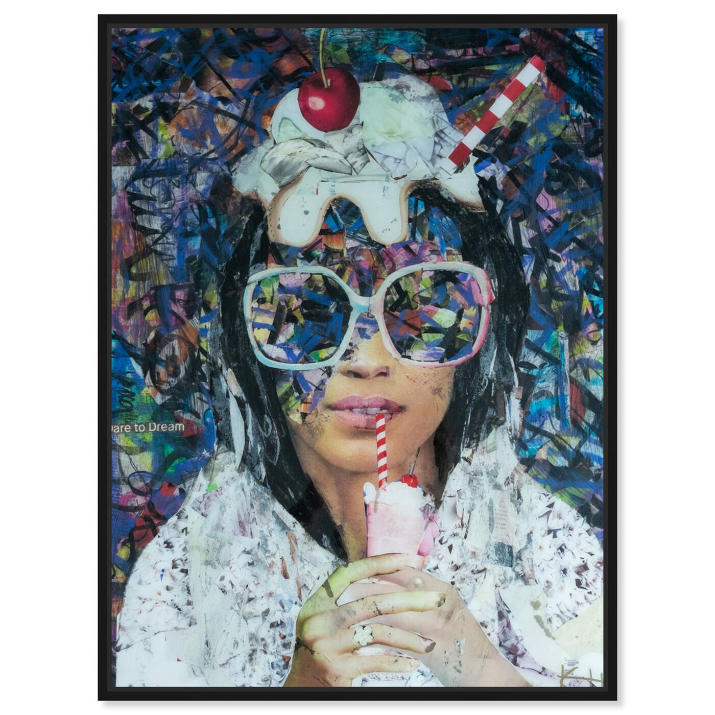 Front view of Milkshake Collage by Katy Hirschfeld featuring fashion and glam and portraits art.