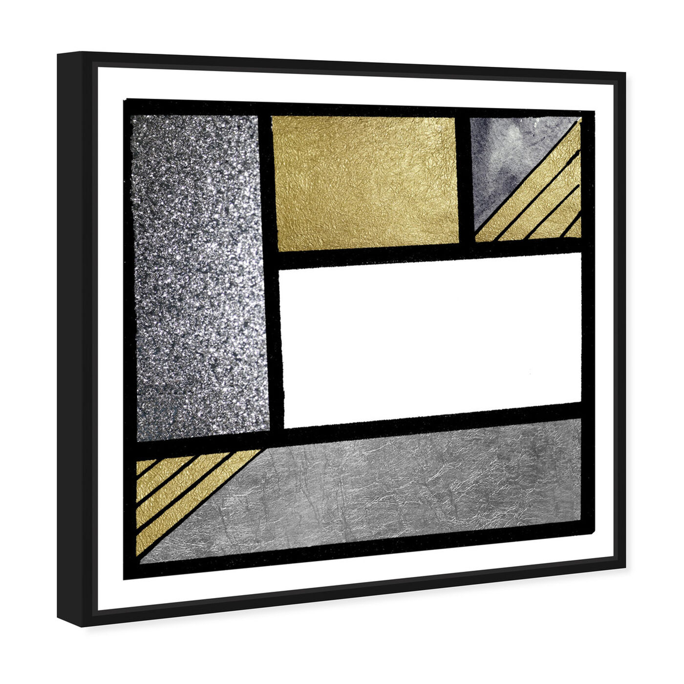 Angled view of Gold Feeling featuring abstract and geometric art.