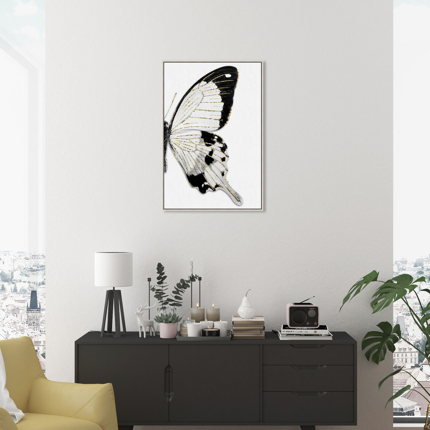 Hanging view of Monochrome Butterfly I featuring animals and insects art.