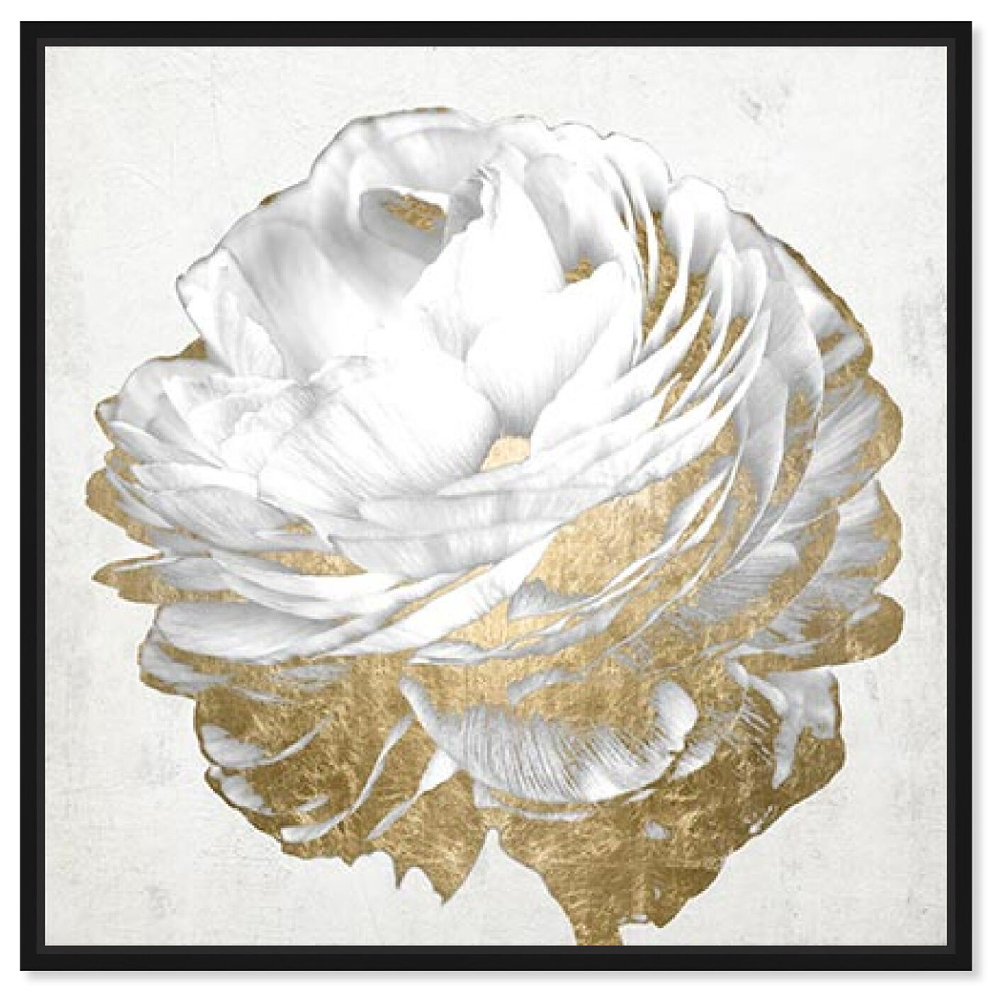 Front view of Gold and Light Floral White featuring floral and botanical and florals art.