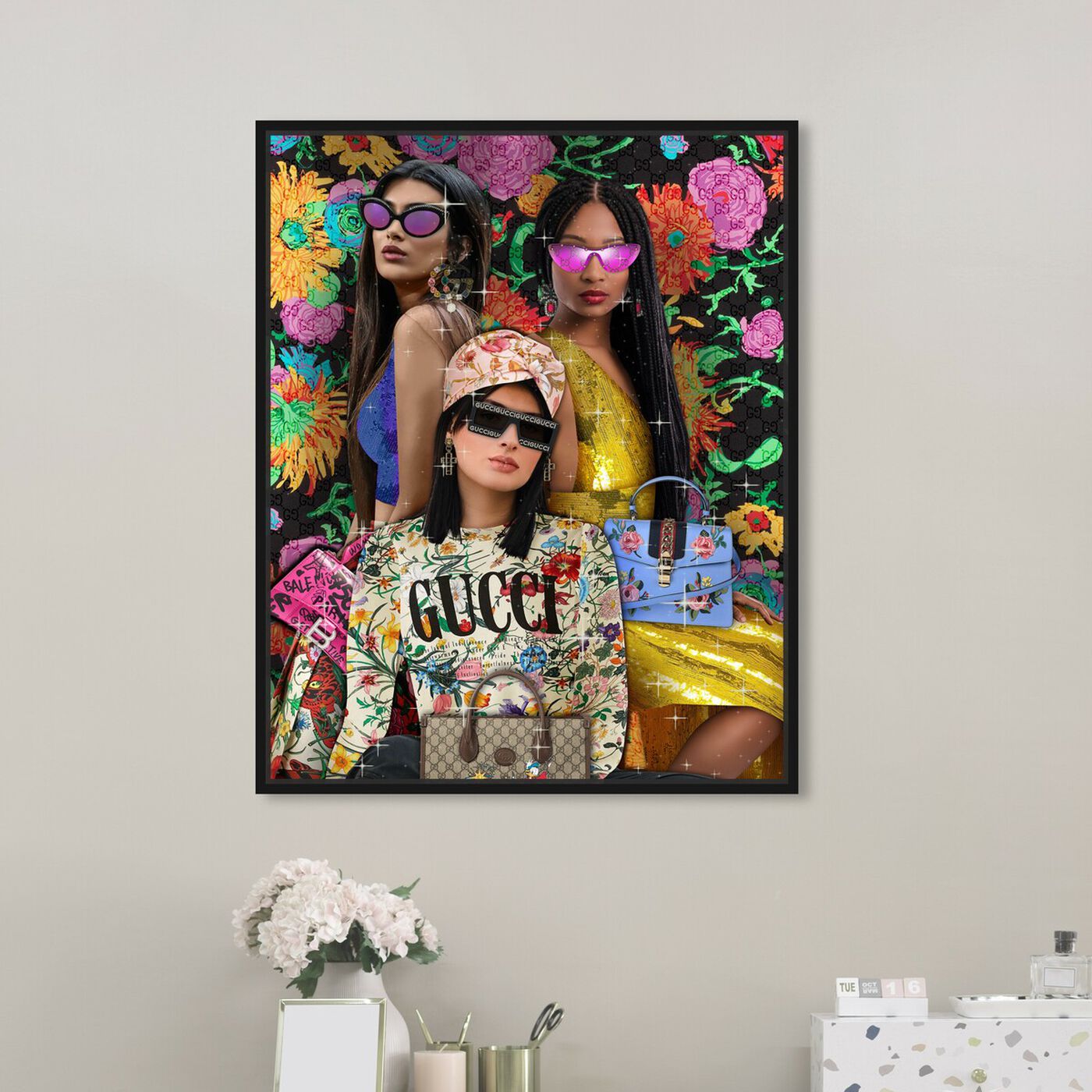 Hanging view of Squad Goals featuring fashion and glam and portraits art.
