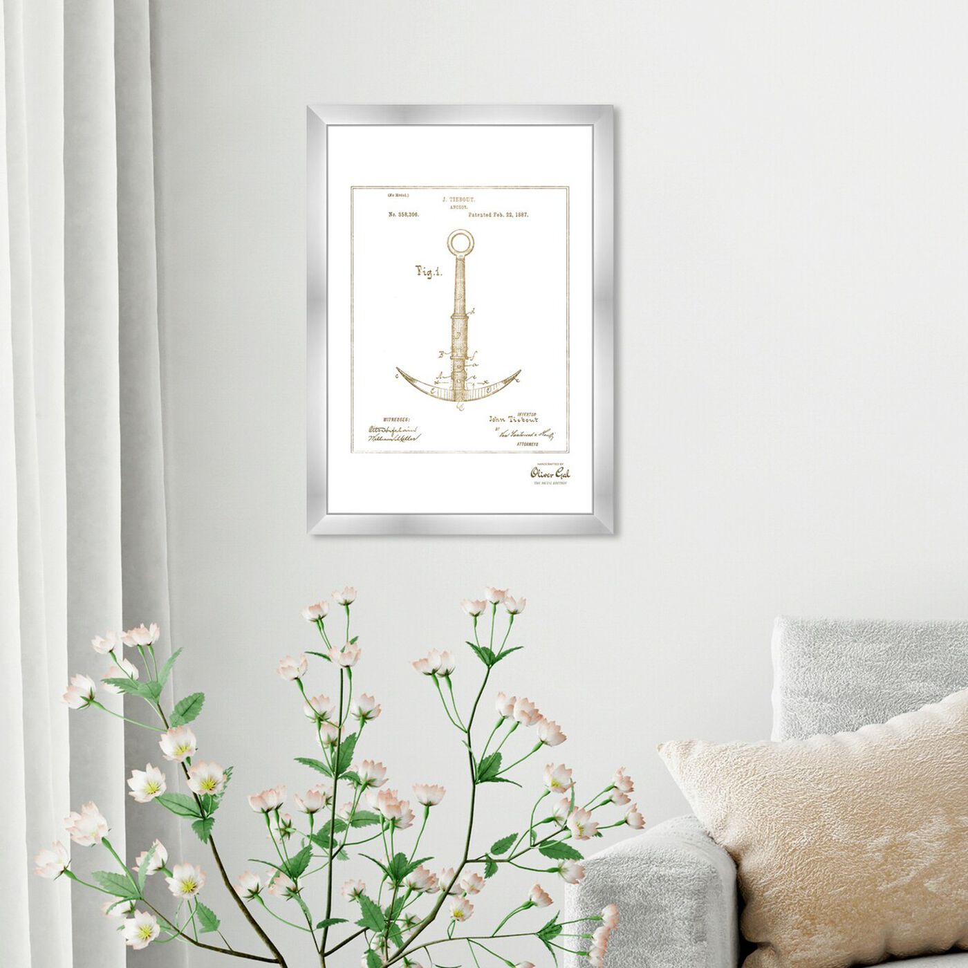 Hanging view of Anchor 1887 Gold featuring nautical and coastal and nautical watercrafts art.