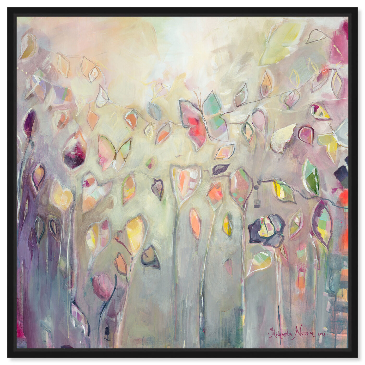 Front view of Butterfly Dance by Michaela Nessim Canvas Art featuring abstract and paint art.