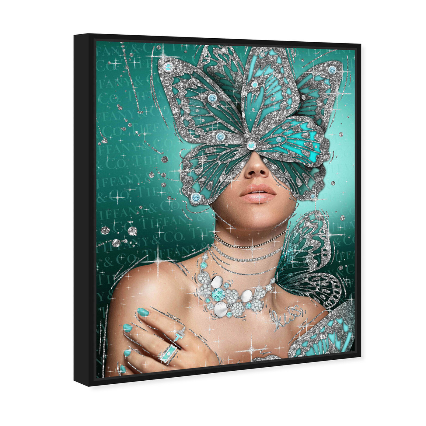 Angled view of Turquoise Wings featuring fashion and glam and wings art.