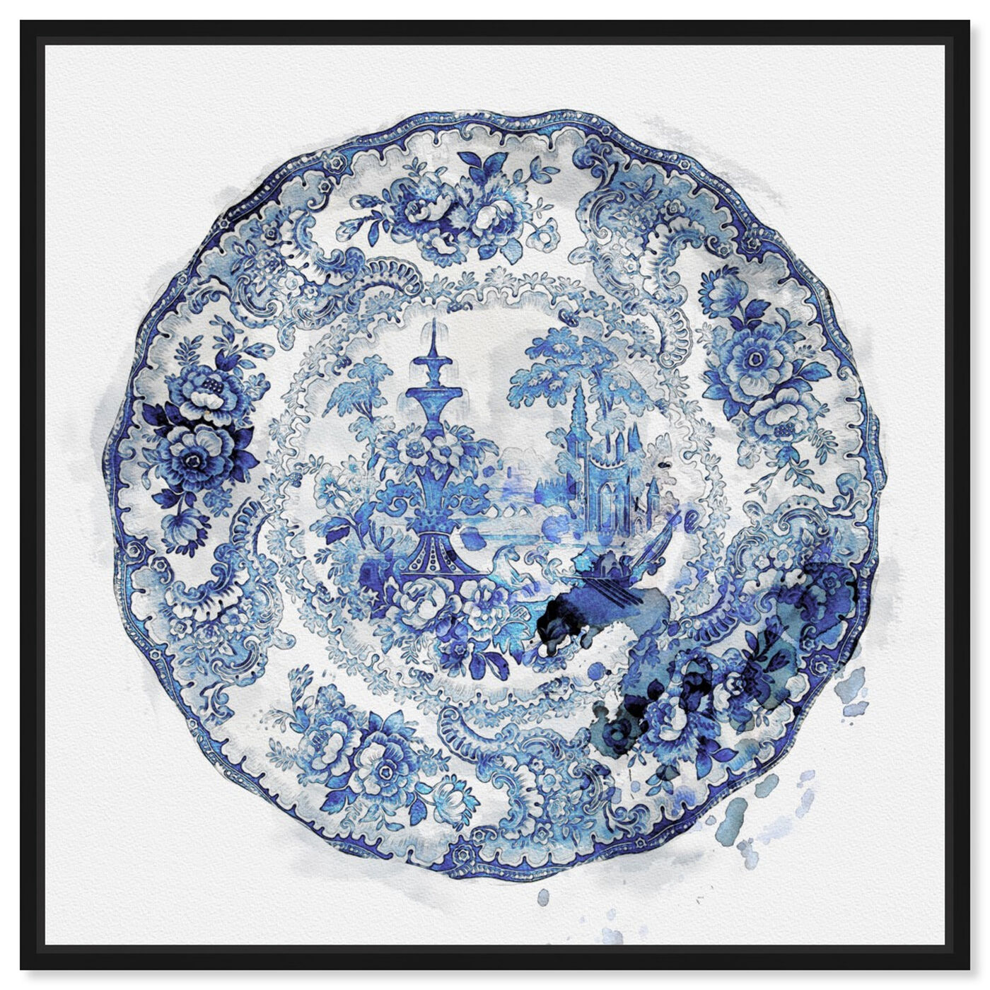 Front view of Vintage Plate featuring classic and figurative and french décor art.