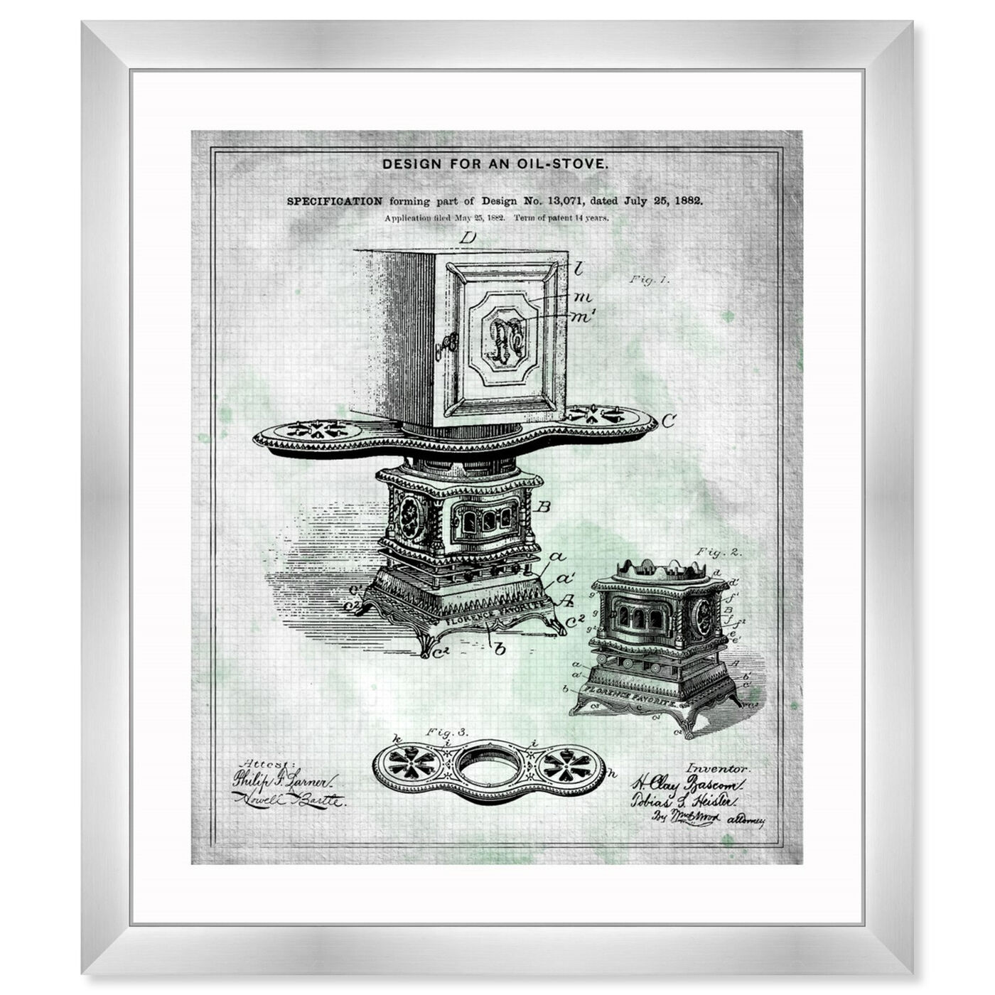 Front view of Design for an Oil-Stove 1882 featuring food and cuisine and kitchen art.