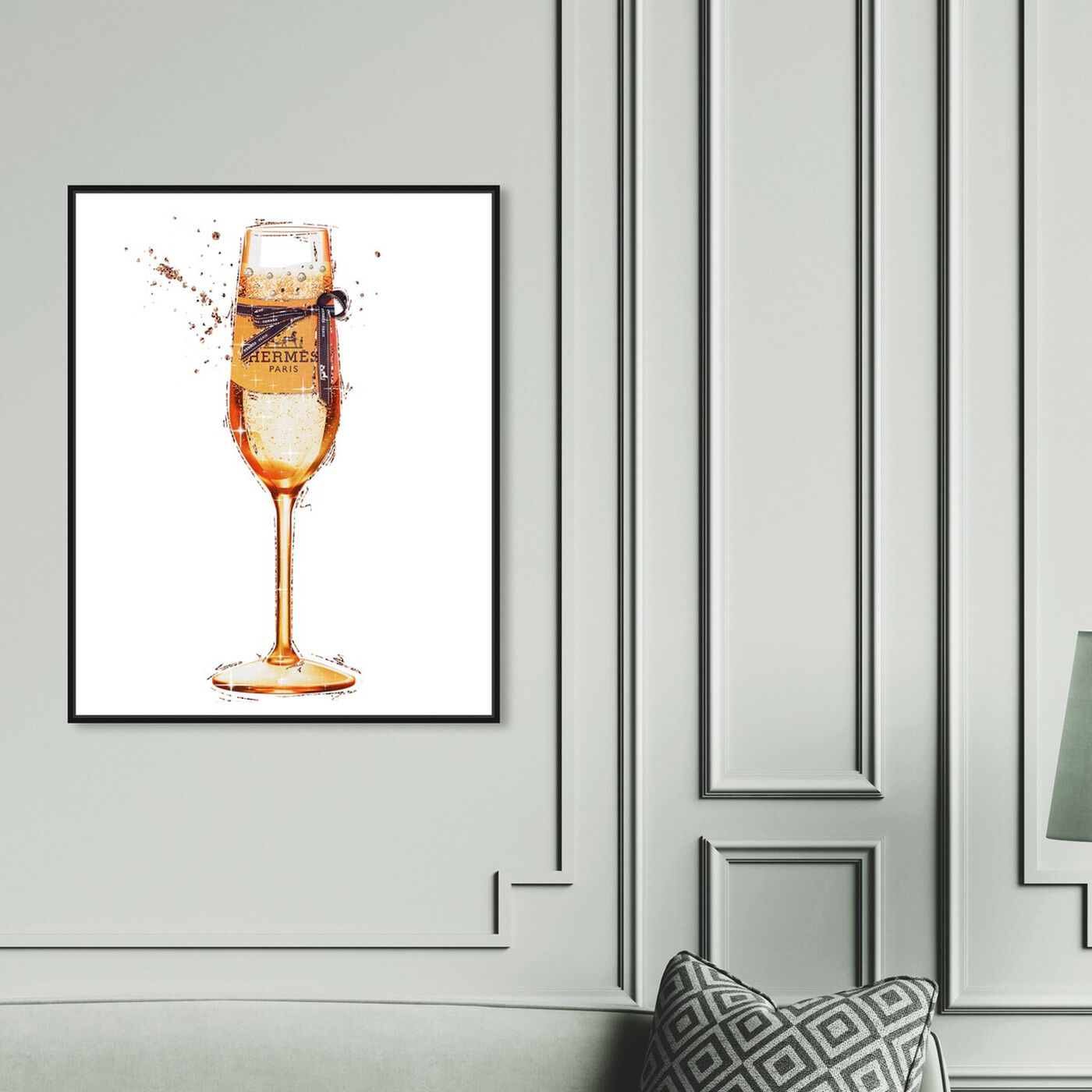 Hanging view of The Orange Toast featuring drinks and spirits and champagne art.