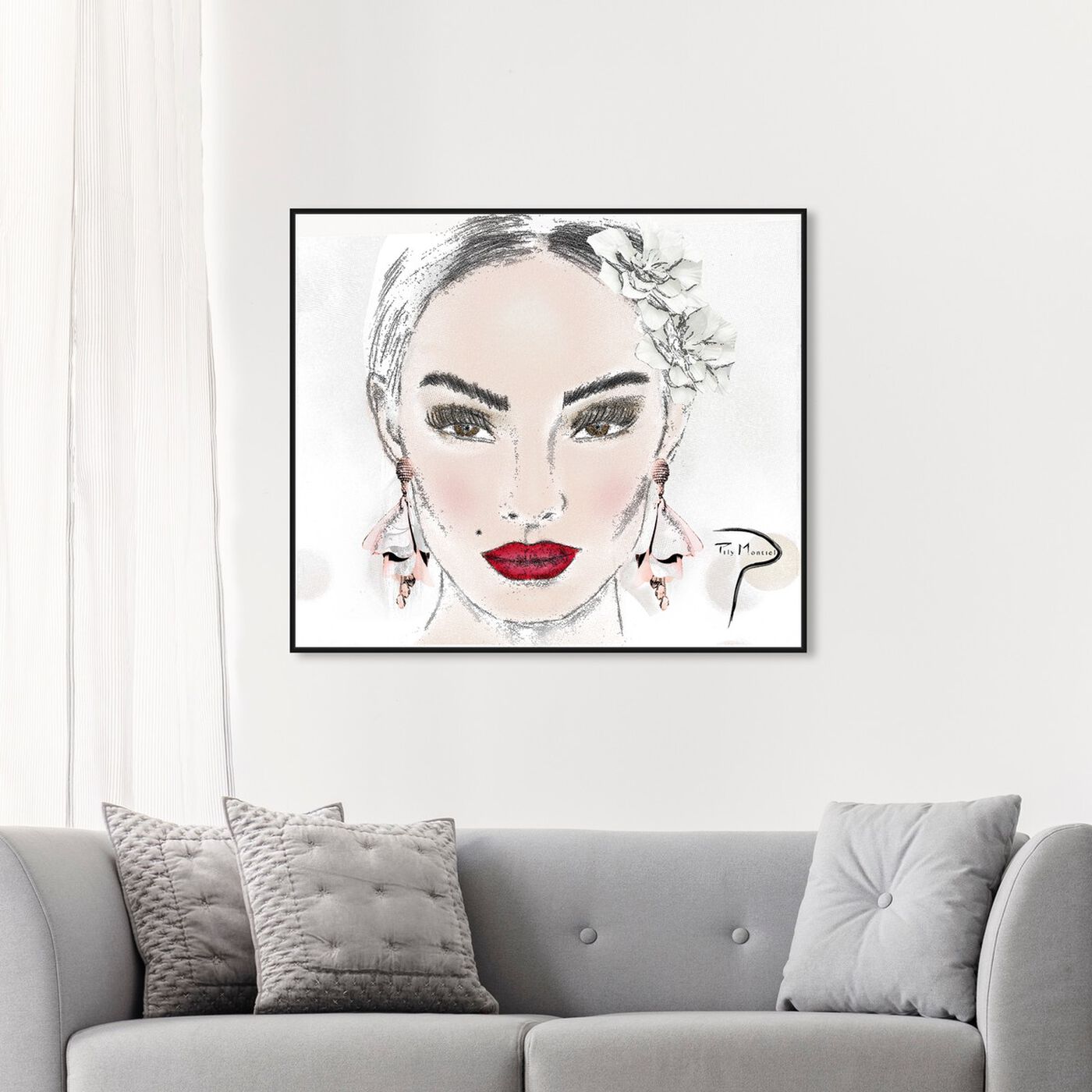 Hanging view of Pily Montiel - sexy face sketch featuring fashion and glam and portraits art.