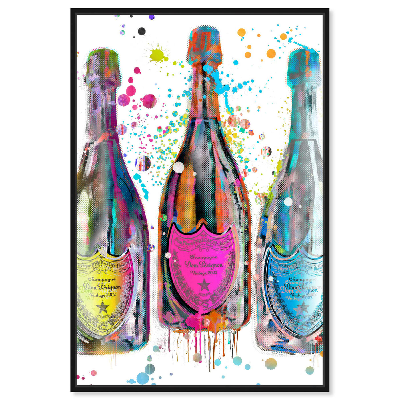 Front view of Dom P Trio Color featuring drinks and spirits and champagne art.