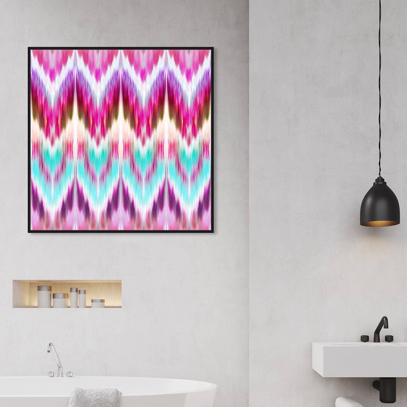 Hanging view of Haute in the Heat featuring abstract and patterns art.