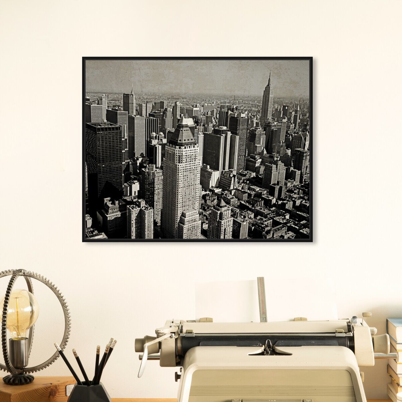 Hanging view of NYC 3 featuring cities and skylines and united states cities art.