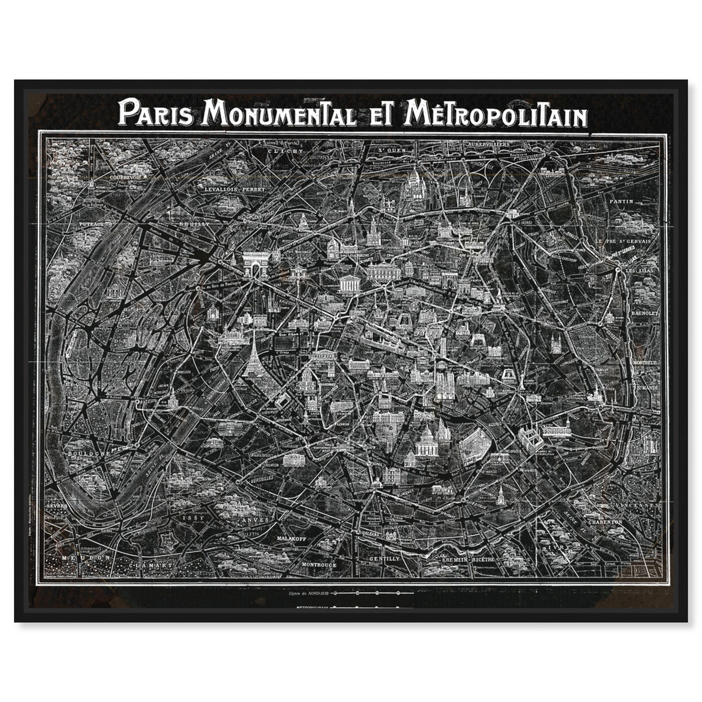 Front view of Paris Metropolitain Map 1920 featuring maps and flags and european cities flags art.