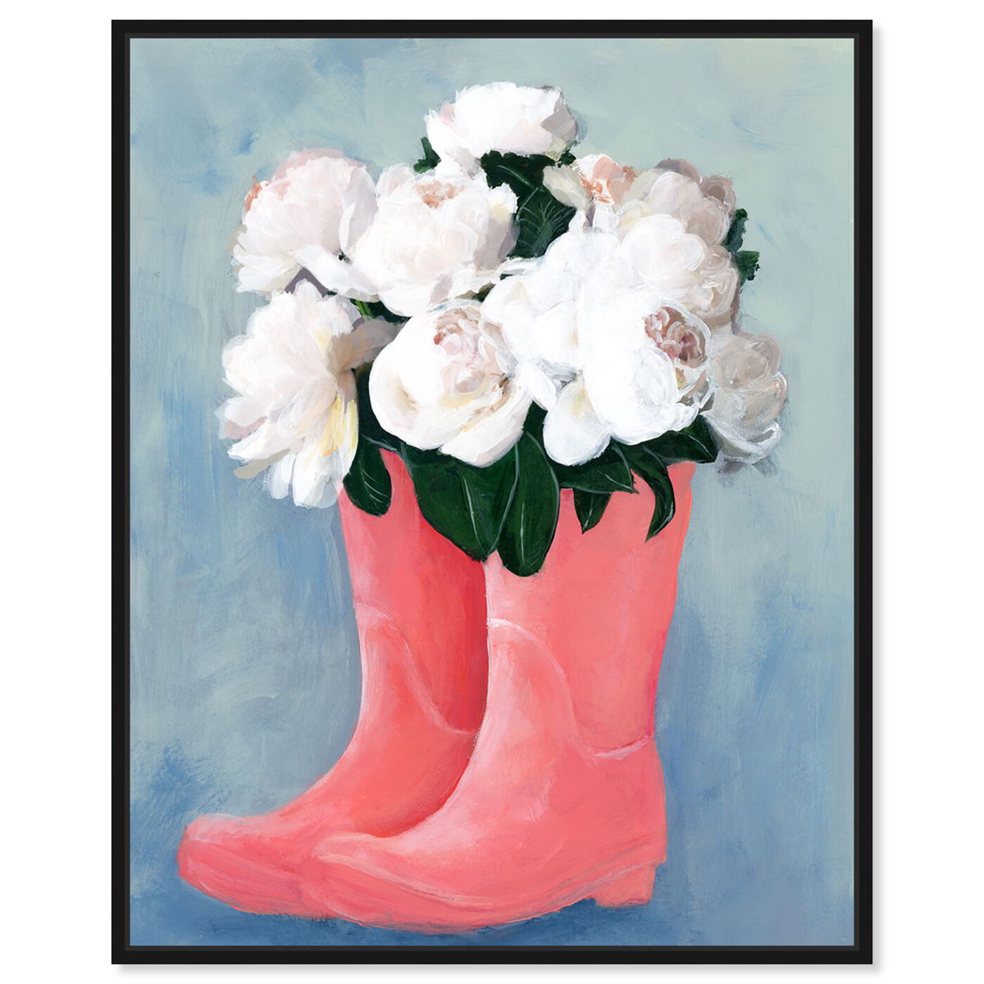 Front view of Peonies and Rainboots featuring floral and botanical and florals art.