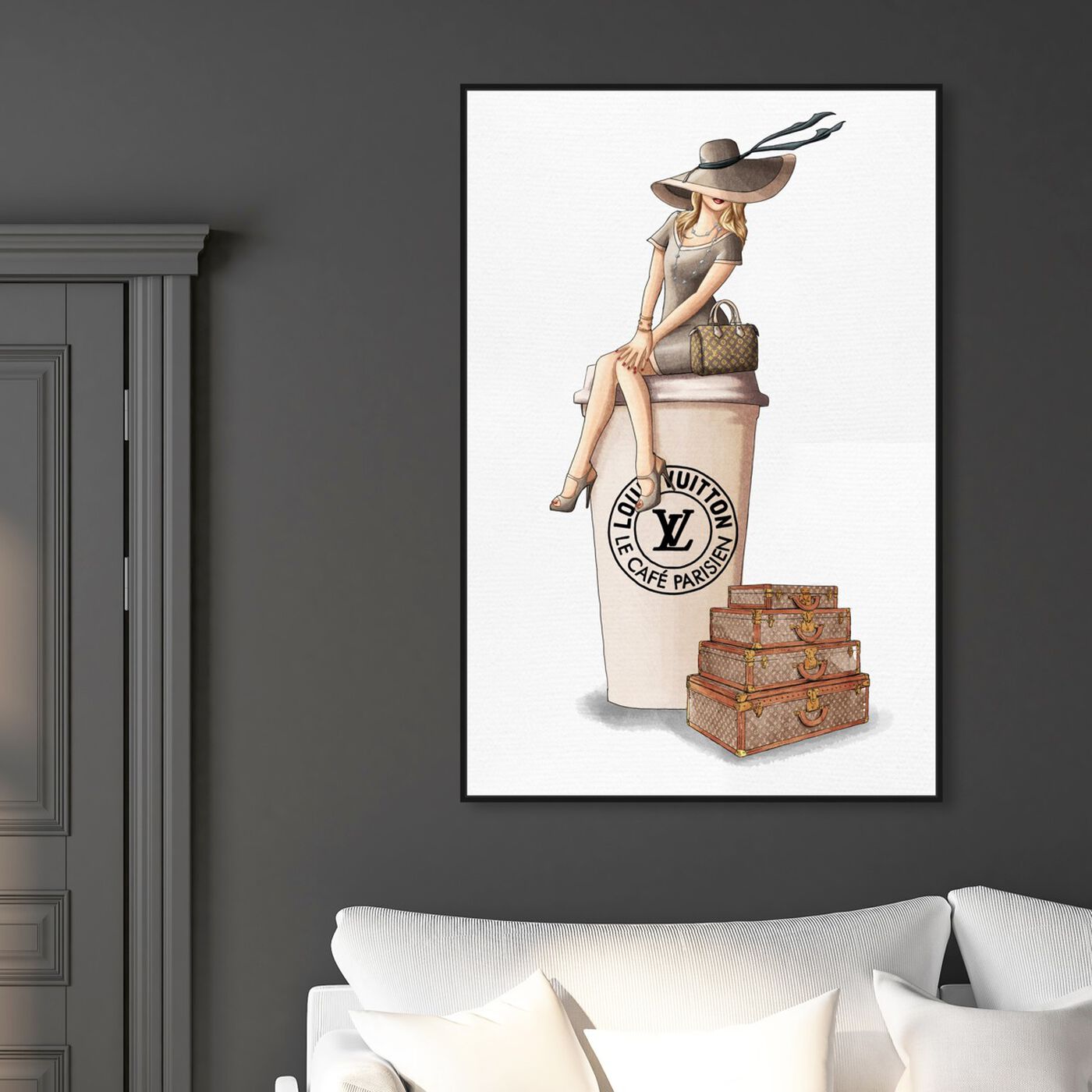 Hanging view of Cafe au Lait Paris featuring fashion and glam and handbags art.
