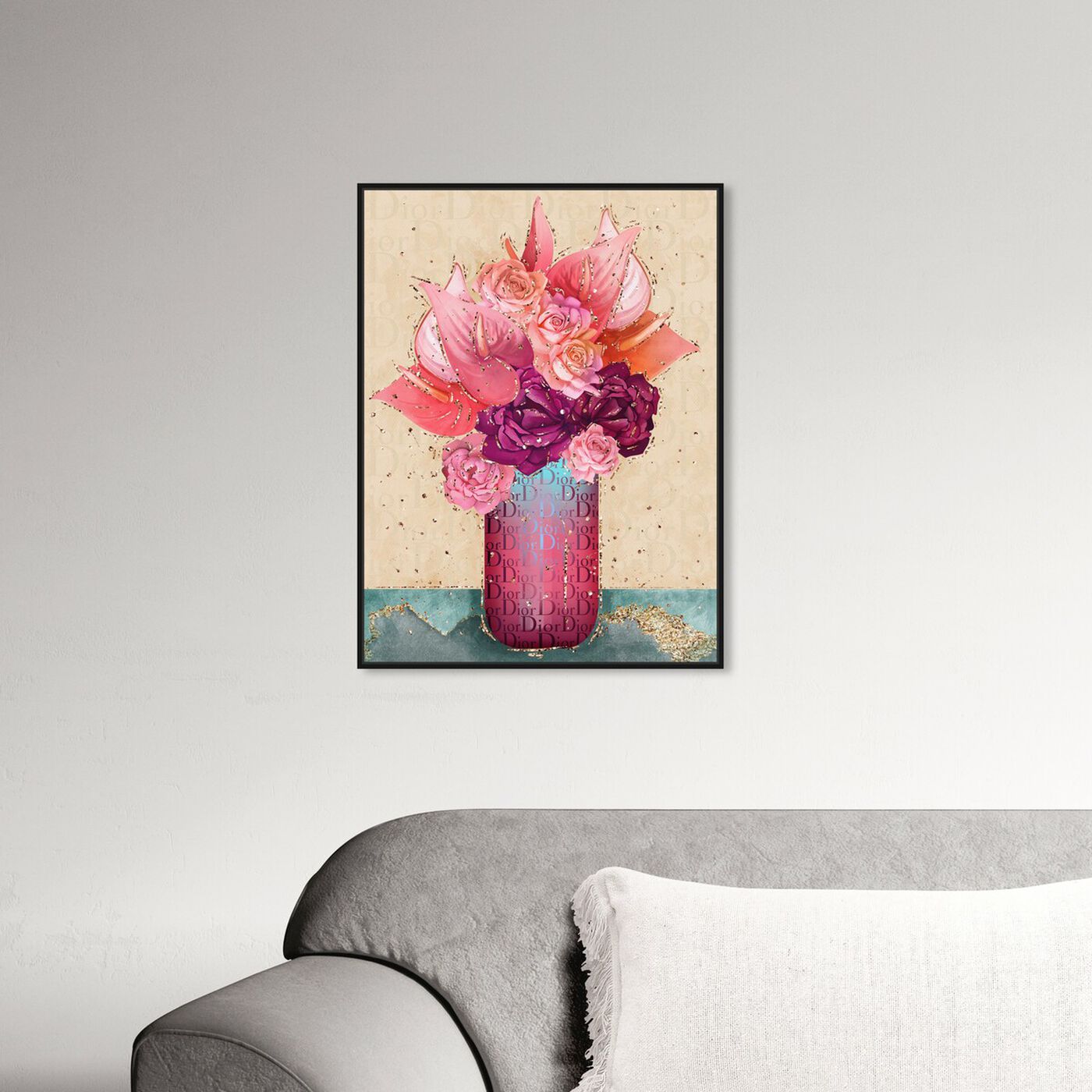 Hanging view of Gold n Blush Bouquet featuring floral and botanical and florals art.