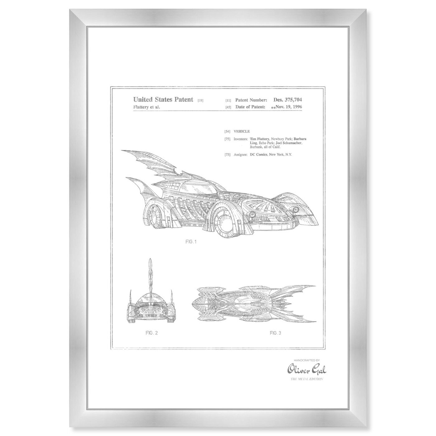 Front view of Batmobile 1996, Silver Foil featuring movies and tv and movies art.