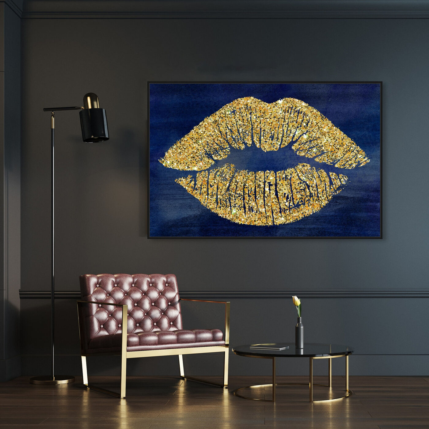 Hanging view of Solid Kiss Navy Lips featuring fashion and glam and lips art.