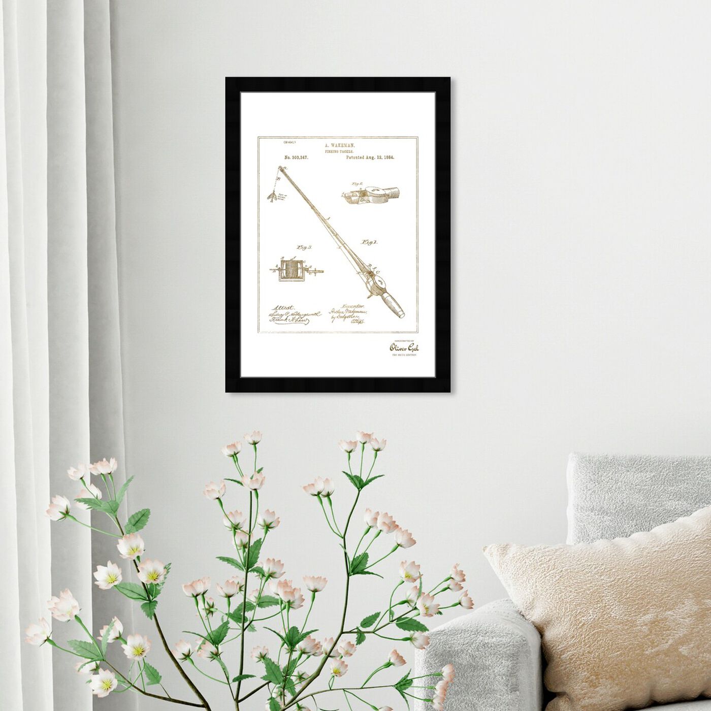 Hanging view of FISHING ROD 1884 Gold featuring entertainment and hobbies and fishing art.