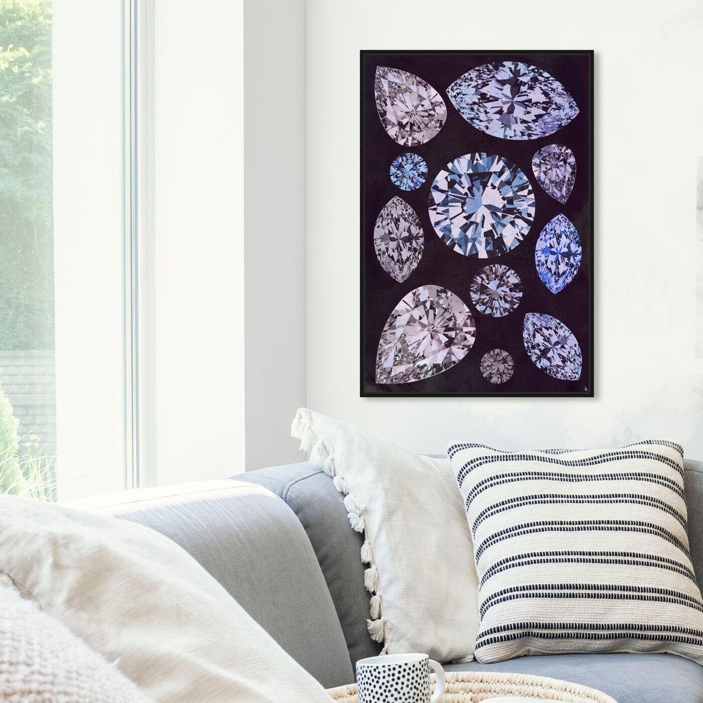 Hanging view of Violet Stones featuring abstract and crystals art.