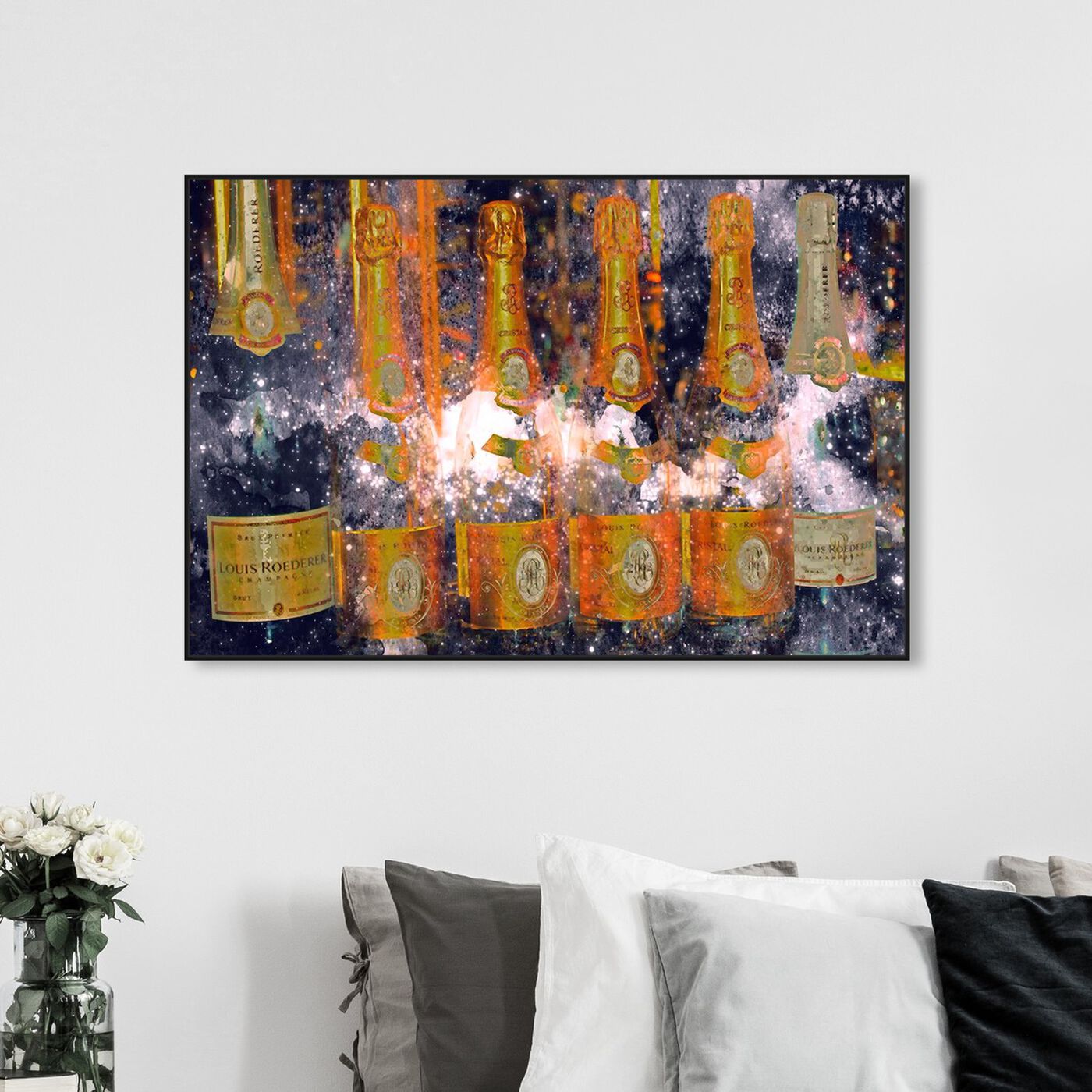 Hanging view of Galactic Cristal featuring drinks and spirits and champagne art.