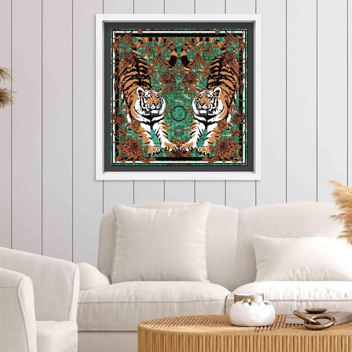 Emerald Tiger Pair - Displayed in a Shadowbox