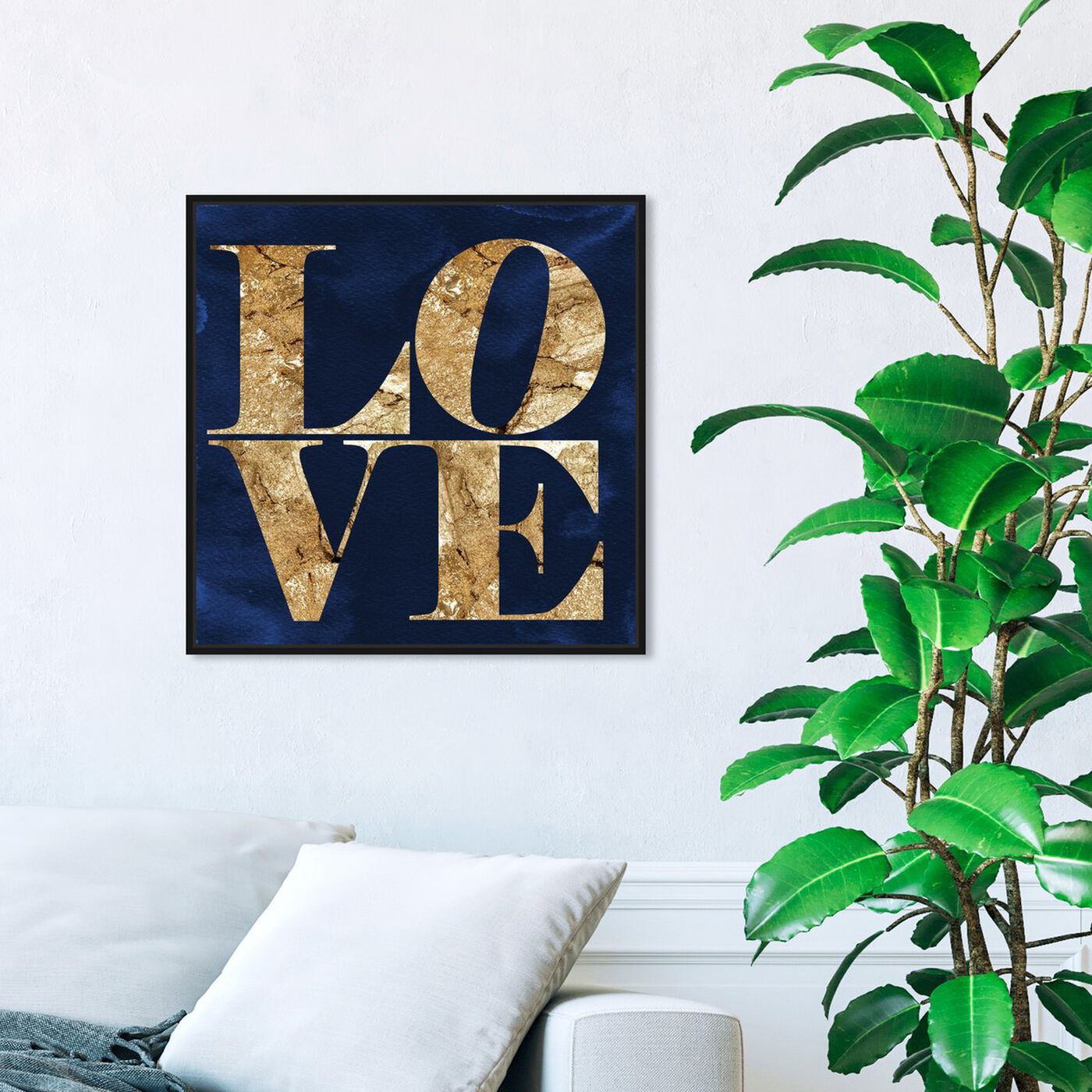 Hanging view of Solid Gold Navy featuring typography and quotes and love quotes and sayings art.