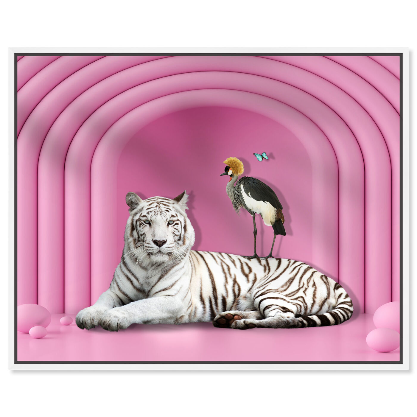 Front view of Vibrant Pink Tiger featuring animals and felines art.