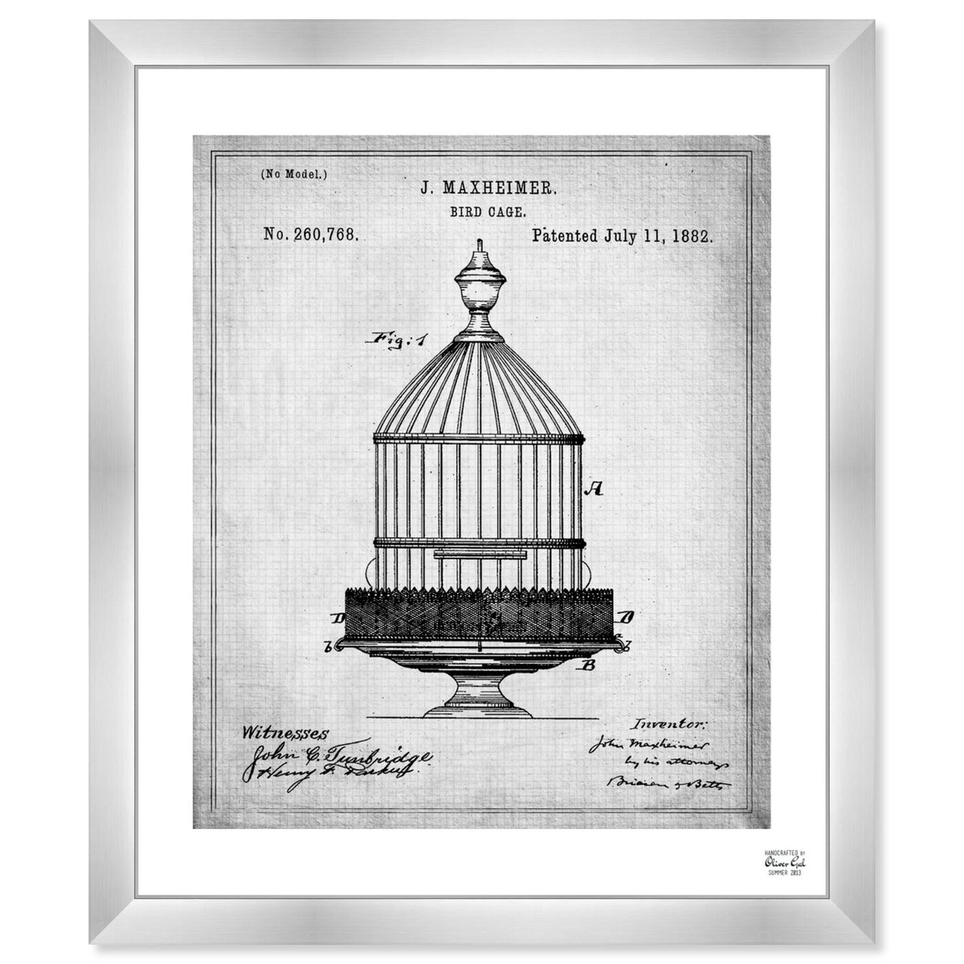 Front view of Bird Cage 1882 featuring animals and birds art.
