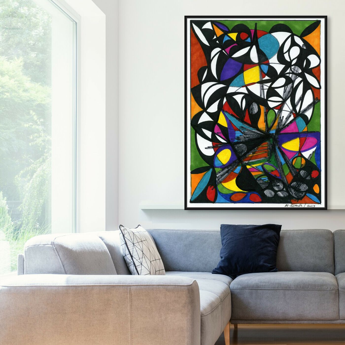 Hanging view of At Dusk featuring abstract and geometric art.